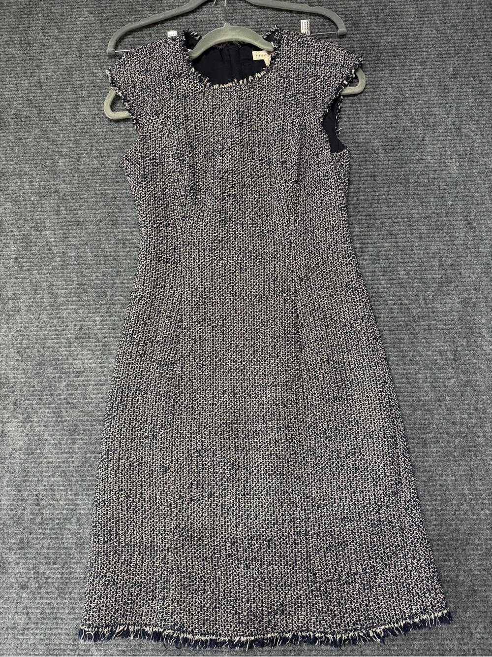Rebecca Taylor Sleeveless Tweed Shift Dress in Black & White Classic
